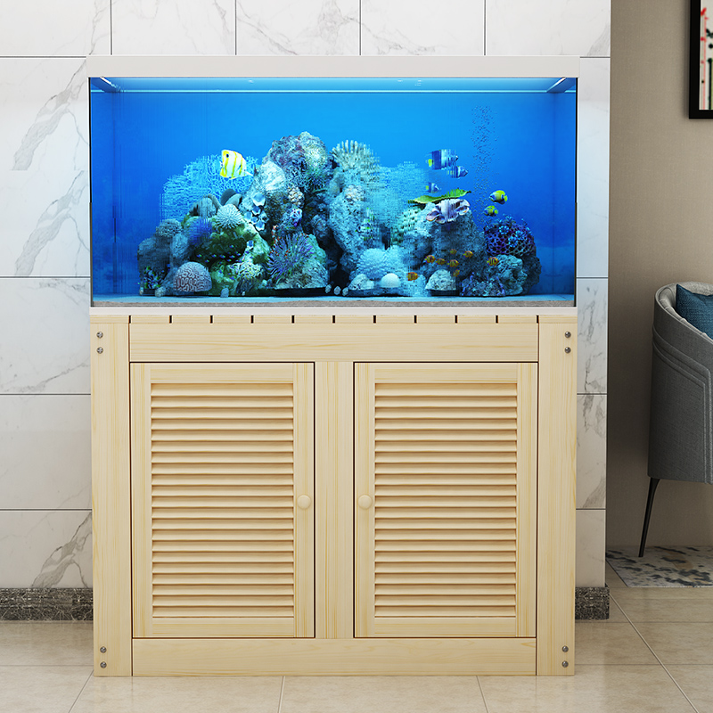 包邮实木鱼百叶门缸底柜鱼缸架子超白缸底座草缸柜水族箱架子定制