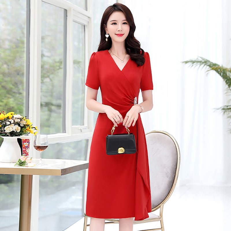 敬酒服新娘夏季回门连衣裙红色修身礼服结婚衣服订婚裙子平时可穿