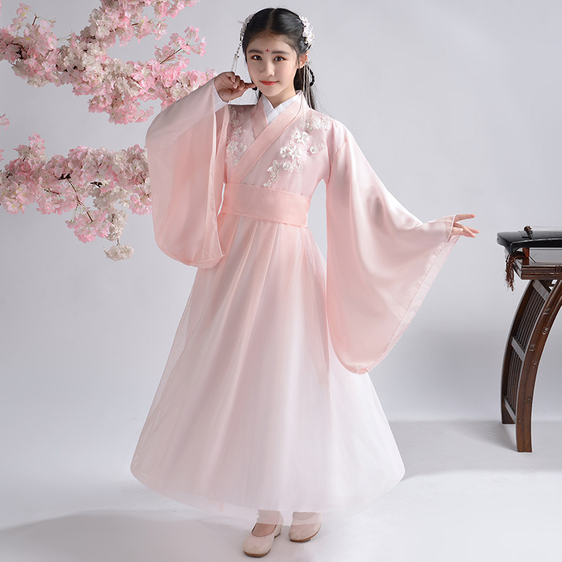 儿童古装汉服仙女飘逸公主超仙服装女童樱花小女孩中国风襦裙春夏