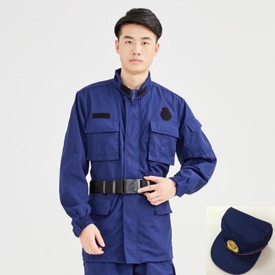 夏季_消防冬作训练服火焰正品蓝色夏季工作服冬季救援服耐磨迷彩服