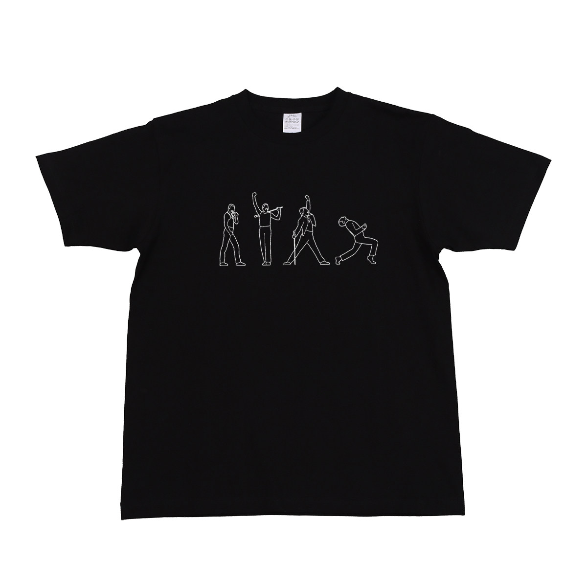 queen皇后摇滚乐队freddie mercury简约人物简笔画黑白色短袖t恤