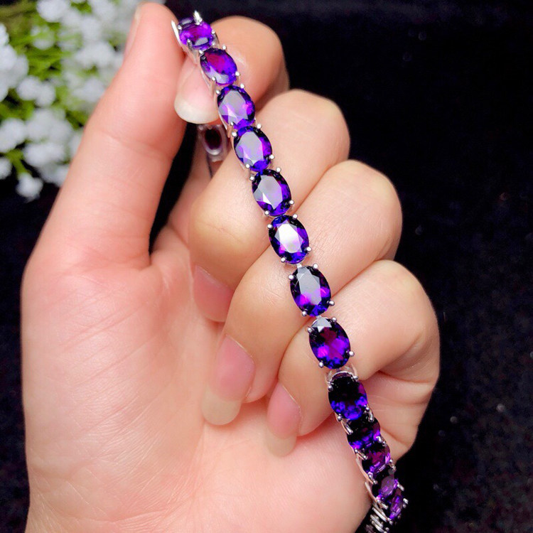 晴天彩宝系列韩版奢华创意镶嵌红色宝石手链女镀银饰品