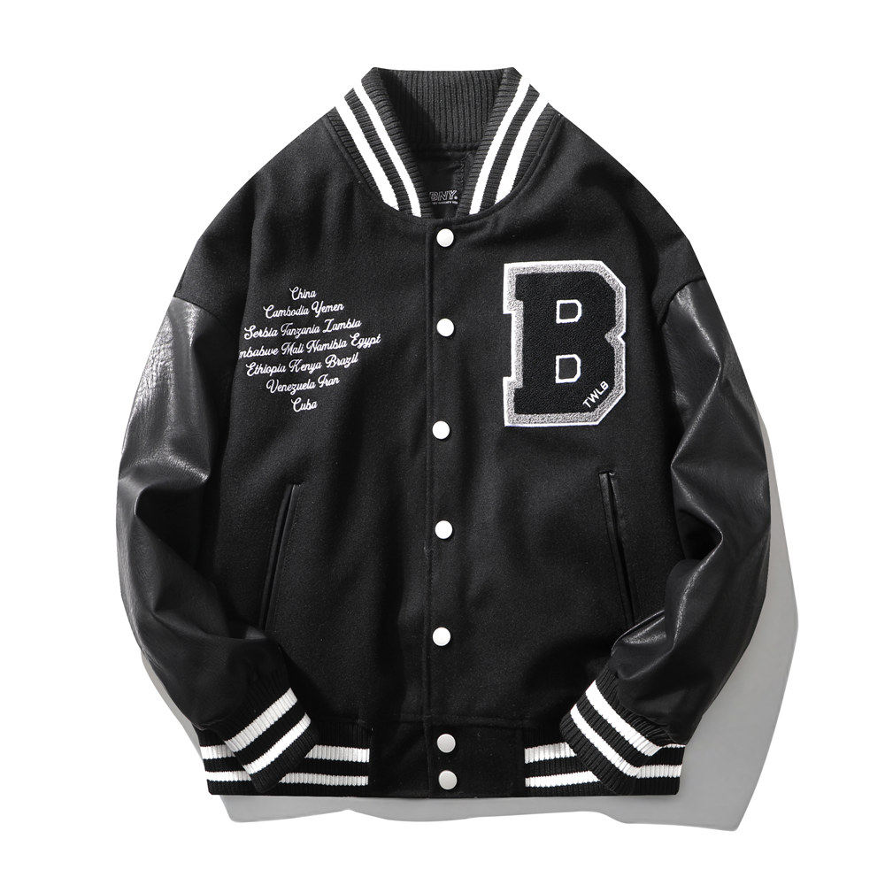 mlbny正品美式春秋情侣棒球服女冬韩版宽松百搭pu皮袖外套男潮ins