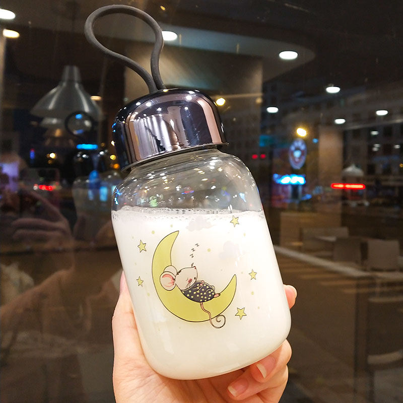 个性_玻璃水杯子简约便携ins风韩国清新可爱森系创意个性潮流水瓶文艺