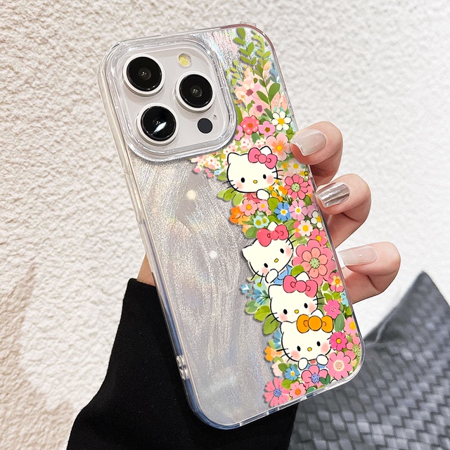 春日凯蒂猫K80Pro花朵小米15羽纱IQOO13适用X200苹果16ProMax手机壳iPhone14Plus硬ins风RENO12卡通VIVOY300