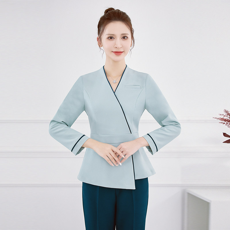 高端美容院工作服女秋冬气质养生馆服务员足浴技师美容师职业套装