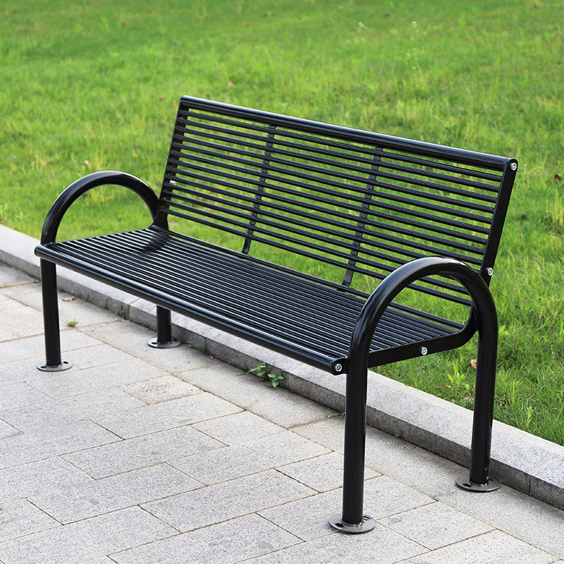 公园座椅户外长椅铁艺椅子双人靠背金属长椅室外广场小区休闲座椅