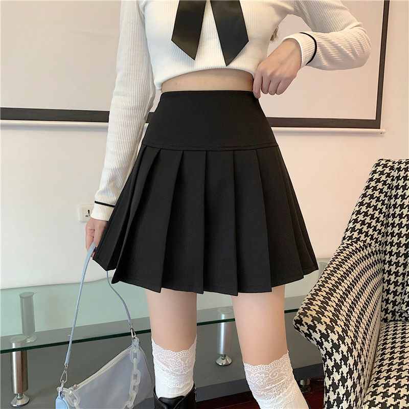 实拍/实价 韩版秋冬百搭高腰显瘦百褶裙半身裙