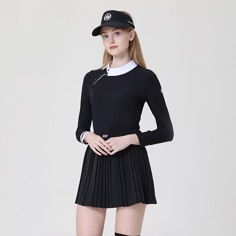 乐为新款高尔夫衣服女秋款长袖T恤韩版高尔夫女装修身显瘦百褶裙