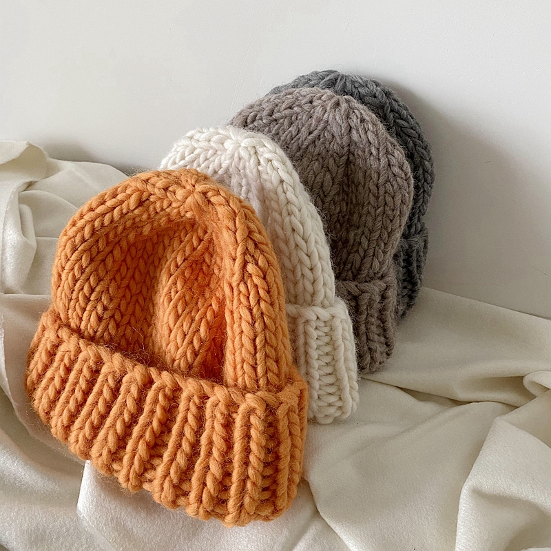 帽子冬天女白色保暖毛线帽粗线加厚洋气羊毛时尚ins百搭针织帽