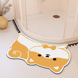卡通动物弧形硅藻泥地垫卫生间吸水地垫浴室淋浴房防滑脚垫脚垫