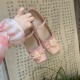 新中式平底配裙子单鞋2024夏新款粉色配旗袍高级感复古芭蕾舞凉鞋