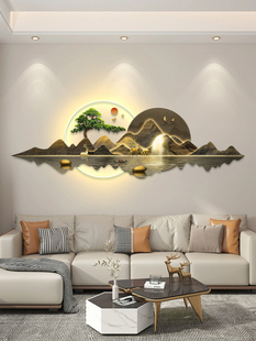新中式轻奢高级感高端带灯客厅装饰画沙发背景墙高档大气挂画新款