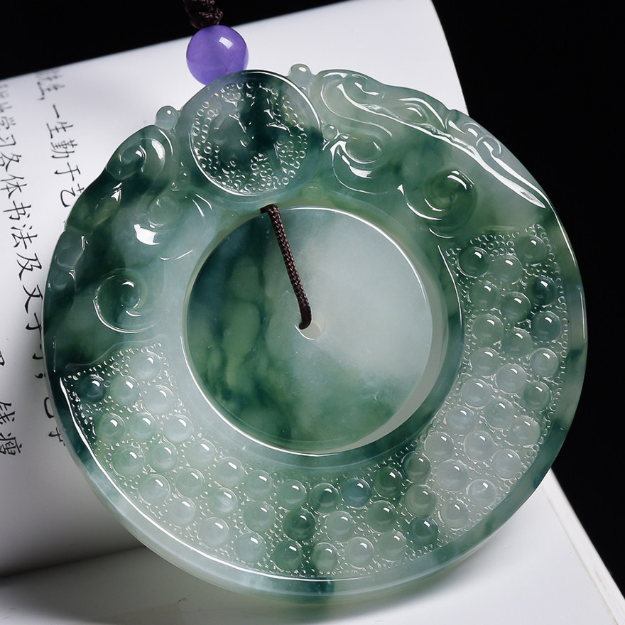 【源头好货-四会】飘花a货翡翠时来运转吊坠37.70克