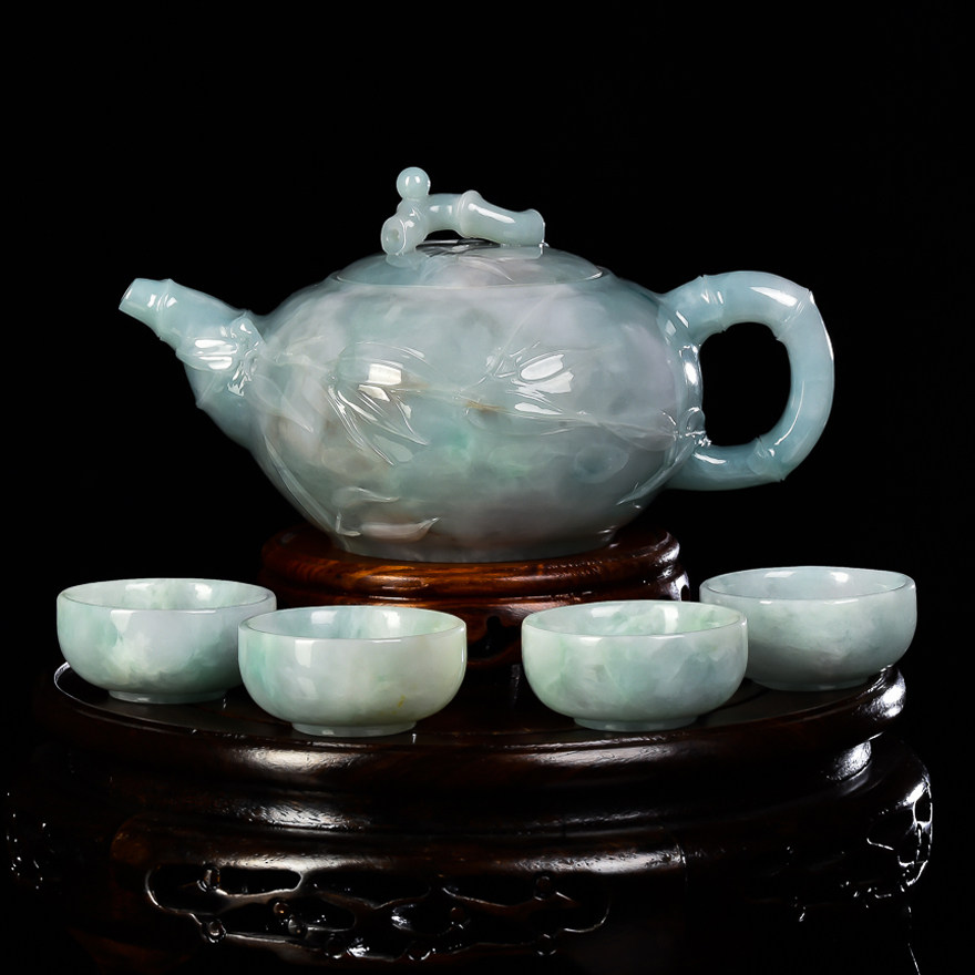 【源头好货-四会】天然a货翡翠茶壶摆件665.5克