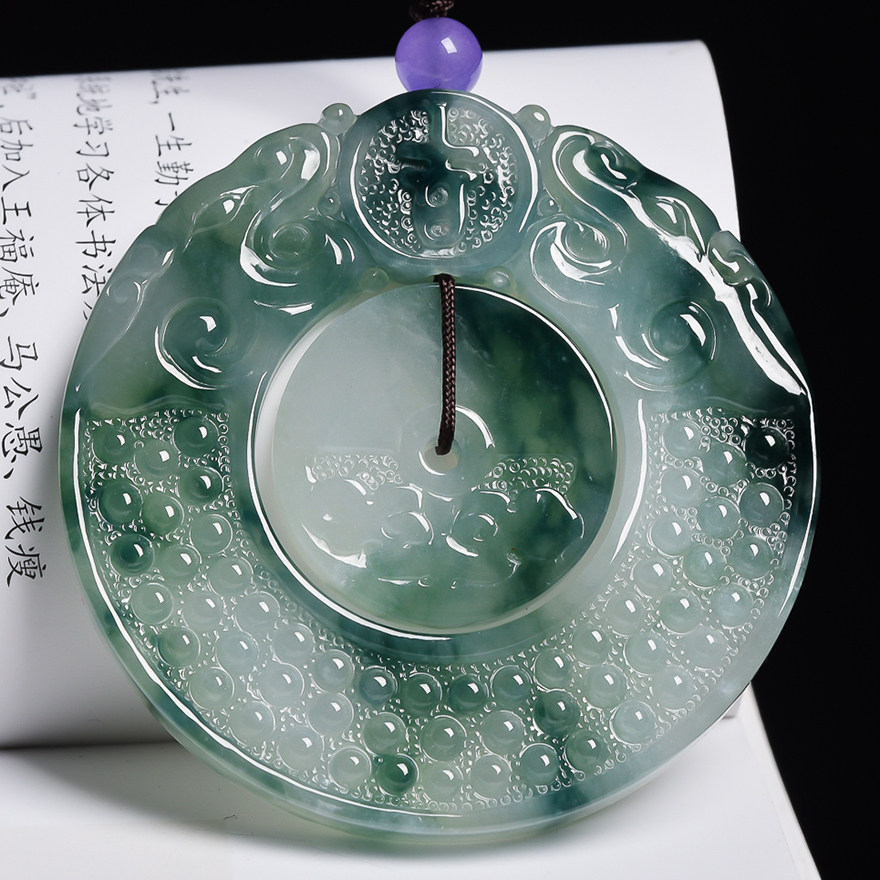 【源头好货-四会】飘花a货翡翠时来运转吊坠37.70克