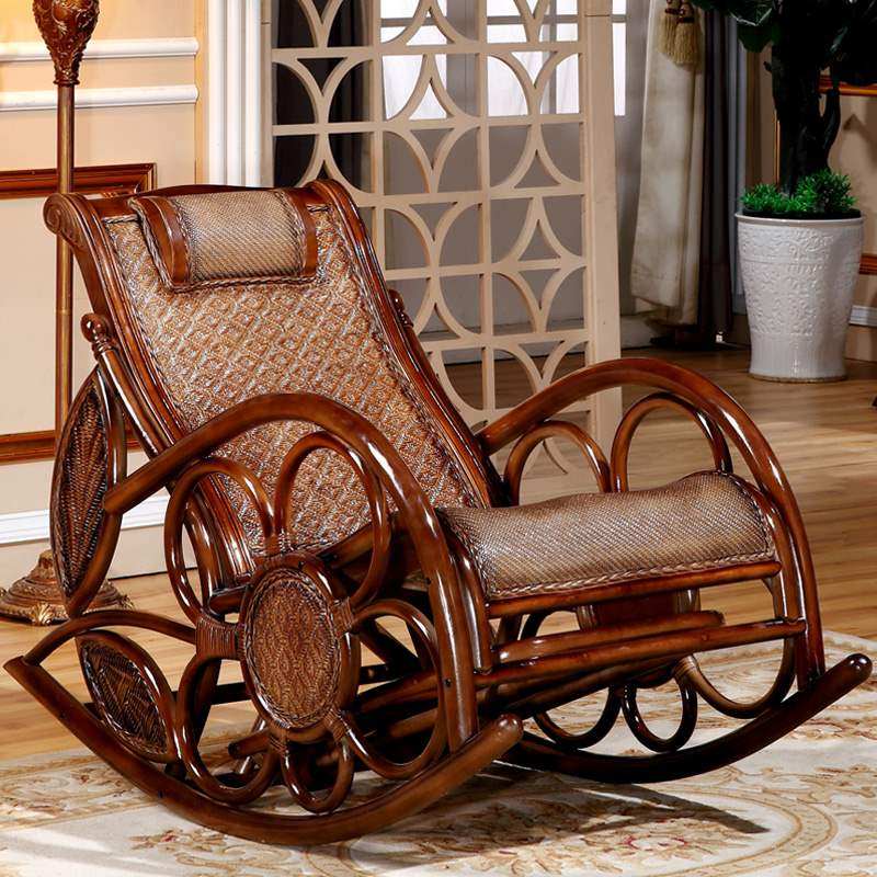 阳台真藤摇椅藤椅躺椅凉椅 大人藤编逍遥椅藤艺休闲藤条午睡藤制