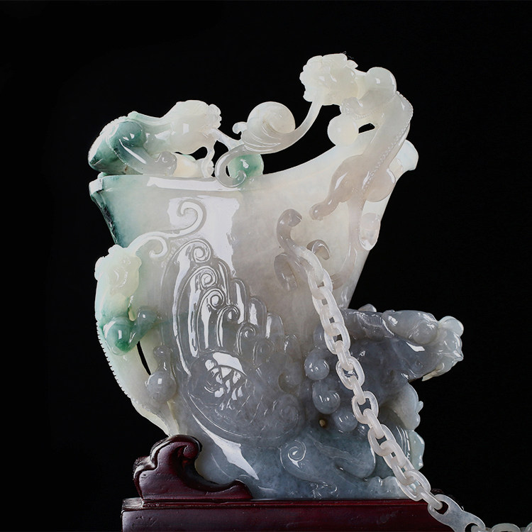 【直供】玉雕大师李光权作品《龙凤尊》冰糯种飘花摆件 2235.30g