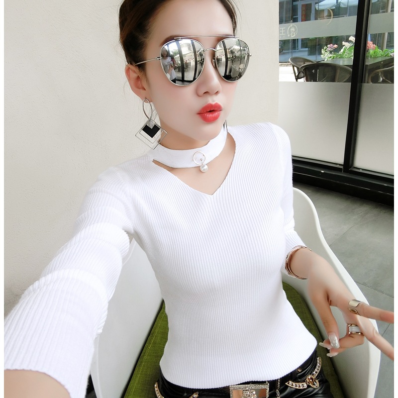 2020 Autumn and winter Korean Edition knitting Base coat Long sleeve Self cultivation Versatile sweater Socket V. halter jacketin the Women's clothing/Boutique , Sweaters  category - from Buy2taobao.com to provide professional Taobao agent buy service