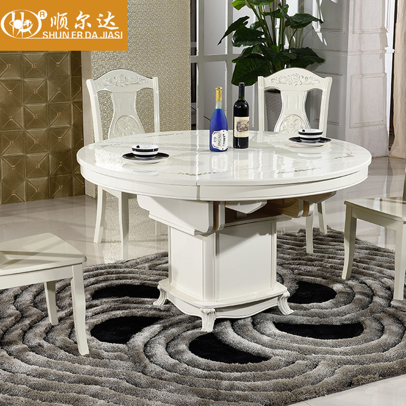 三用可折叠餐桌时尚实木现代简约小户型圆桌椅变形伸缩长方形桌子