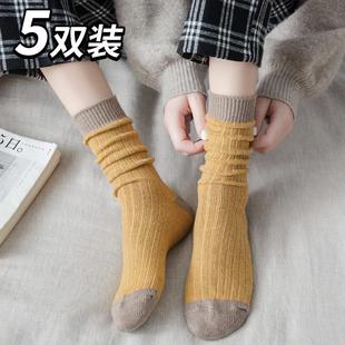 袜子女中筒袜堆堆袜四季薄款长筒高腰ins潮纯棉夏季长袜高筒长wl