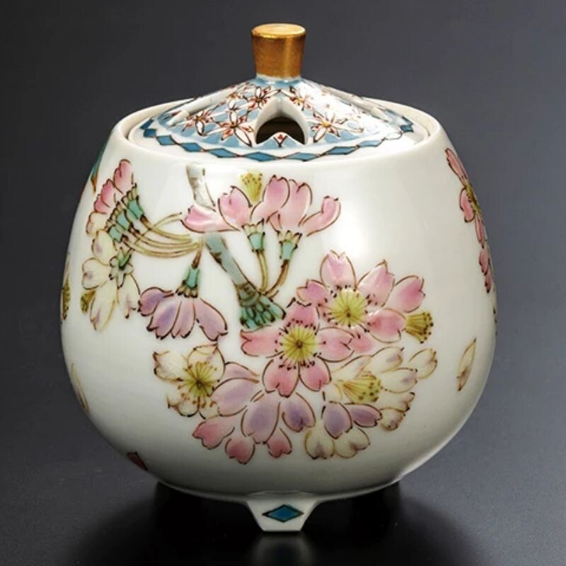 樱3号香炉 平野由佳作 九谷烧 日本代购 瓷器 进口熏香包邮税