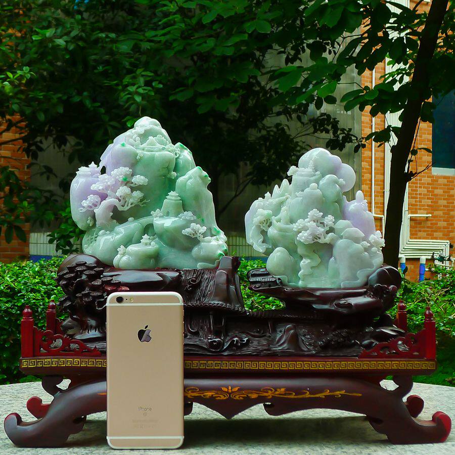 【精品翡翠-四会】翡翠a货精雕春带彩景秀江山摆件3804.3g