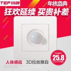 TEP人体感应开关 延时红外线开关 支持led节能灯86型开关插座面板