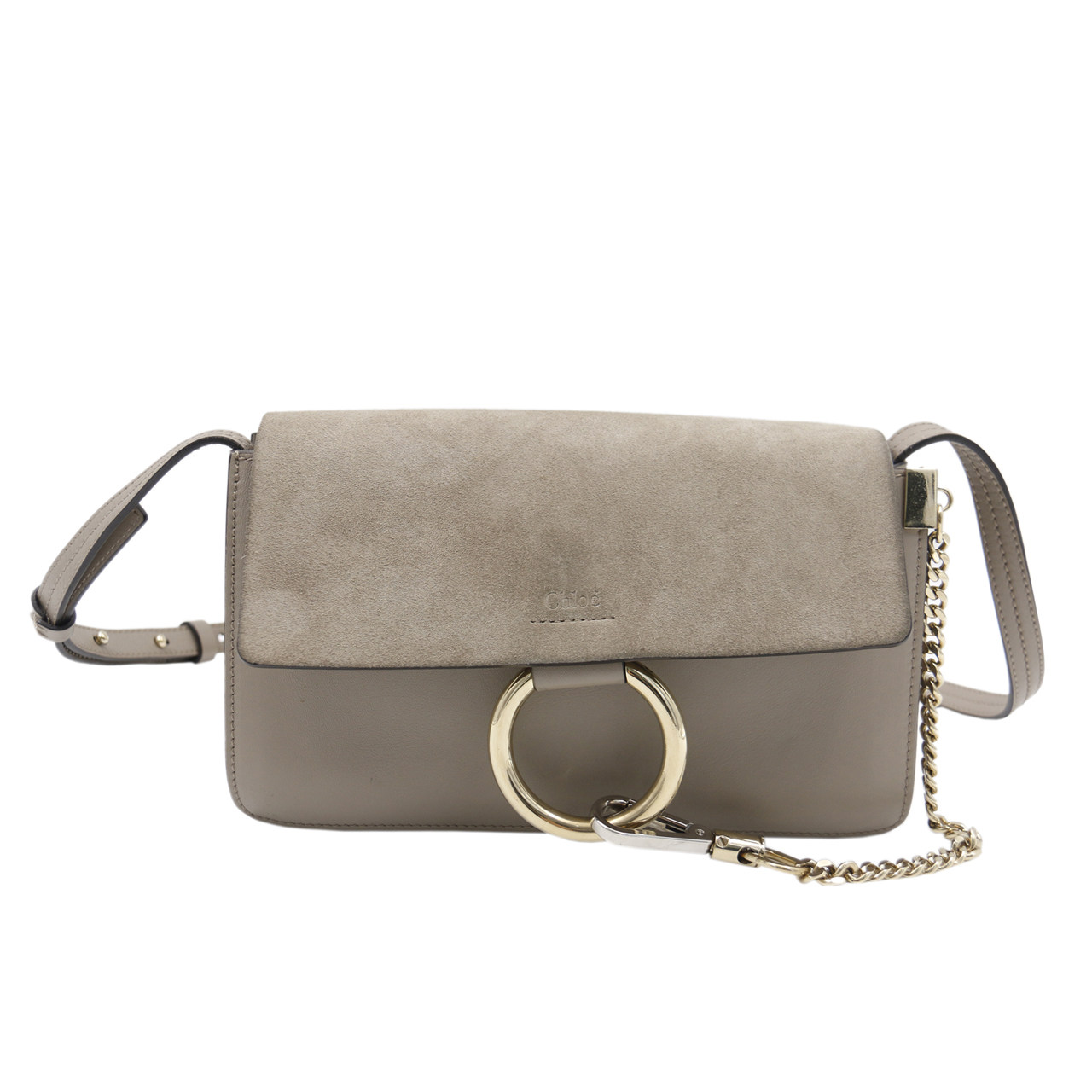 [即拍即得][9.0新]蔻依chloe女士单肩包灰色faye肩背包