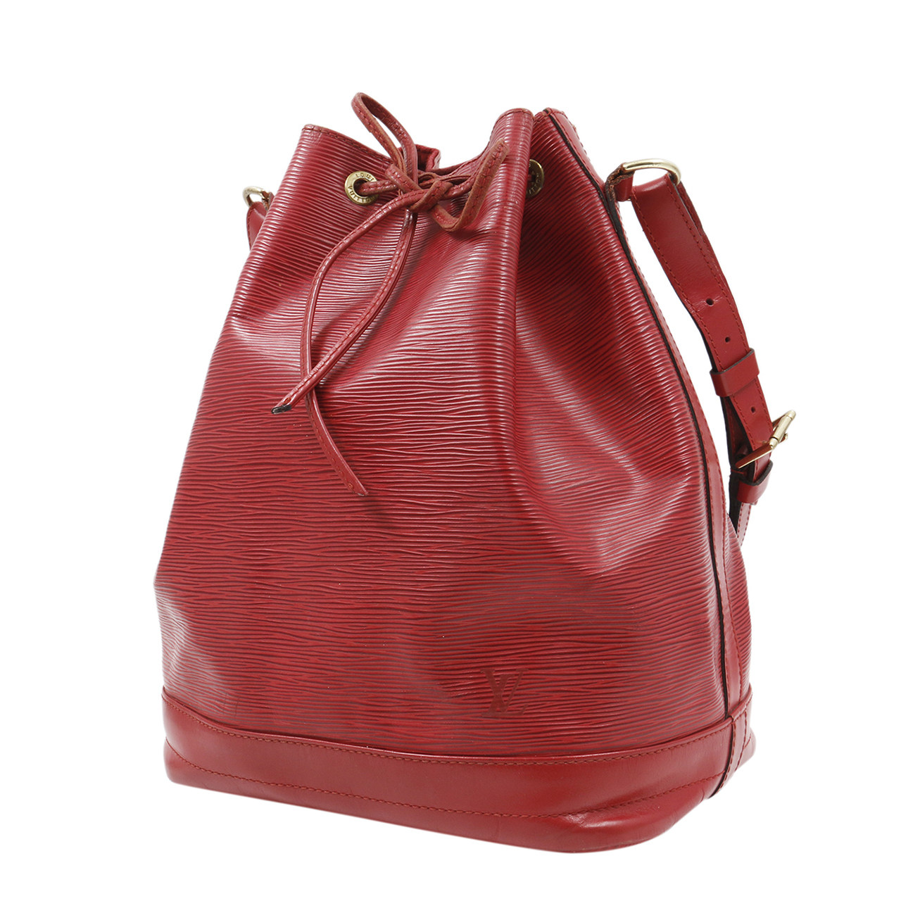 [8.5新]路易威登lv女士单肩包红色epi皮革水桶包