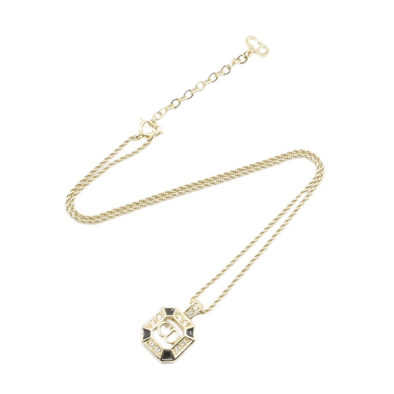 [9.8新]迪奥dior女士项链合金镶水钻方形金色字母锁骨链