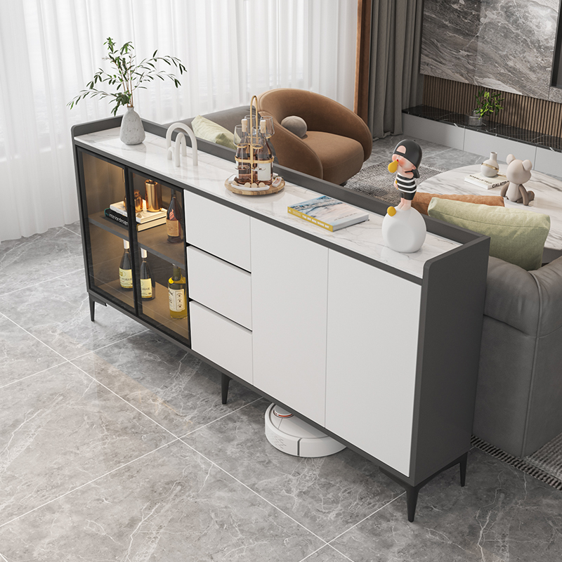 现代客厅沙发后背靠柜岩板餐边柜超薄30cm横厅隔断柜矮柜窄柜实木