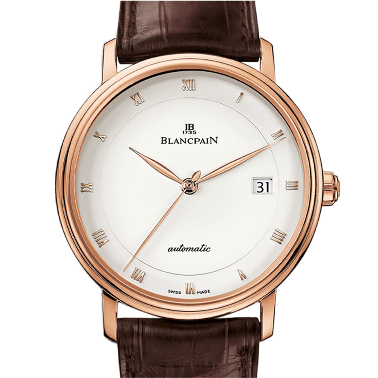 [9.5新]参考公价119500宝珀自动机械男表经典系列日期玫瑰金