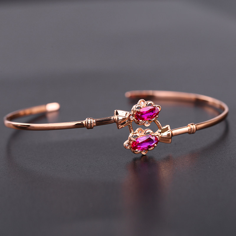 53ct/2颗天然红宝石手镯镶0.02ct足反钻石手环(彩宝235302