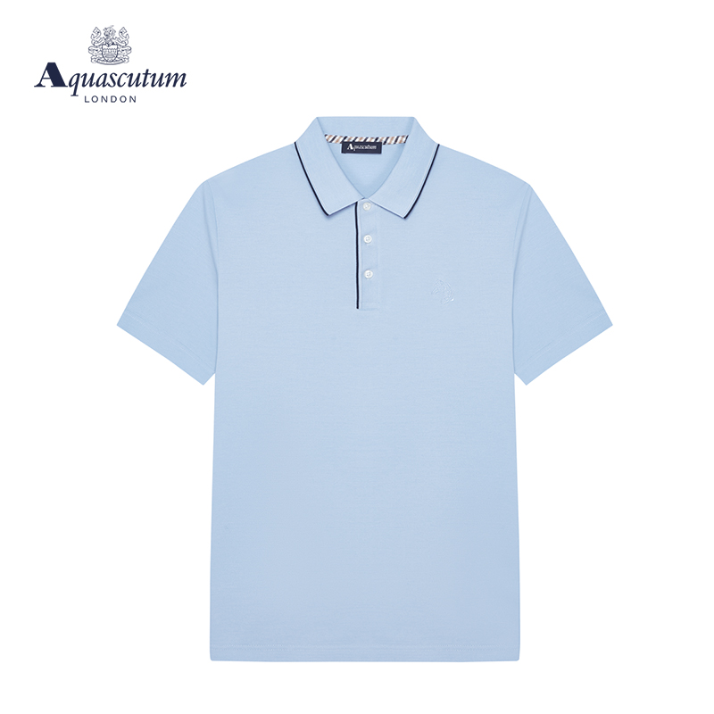 Aquascutum/雅格狮丹新款春夏纯棉男士翻领短袖POLO恤Q49H9EM091