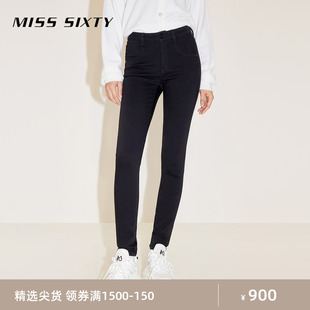 Miss Sixty2024春季新款牛仔裤女黑色显瘦修身小脚铅笔裤弹力百搭