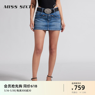 【爆款补单】Miss Sixty24夏新款牛仔短裤女裙裤辣妹小众设计拼裁