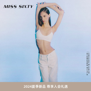 Miss Sixty2024夏季新款白色牛仔裤女低腰复古美式工装显瘦直筒裤