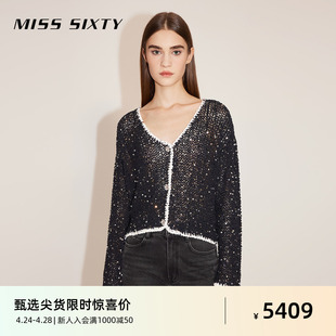 Miss Sixty毛织外套女小香风重工珠片华丽高级感新年派对