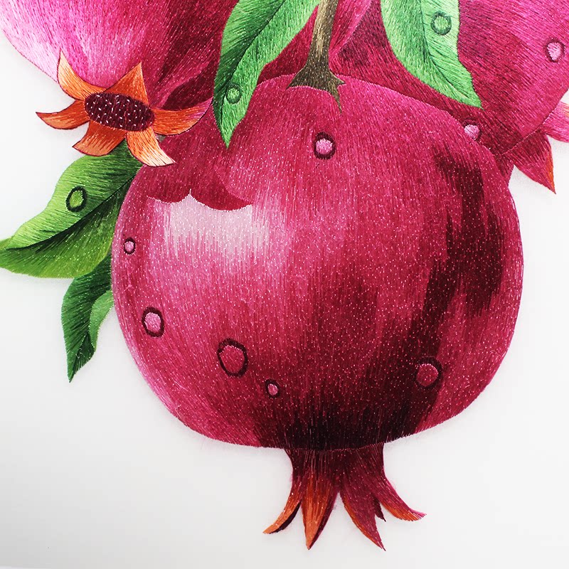 国家非遗 文化礼品 家居装饰画 纯手工刺绣【榴开百子】