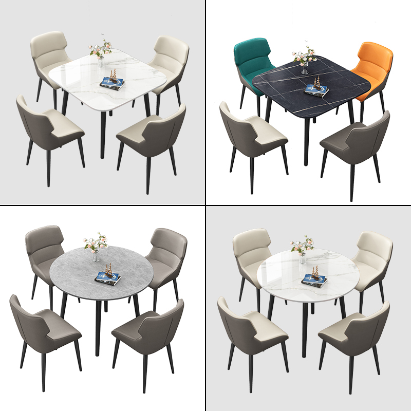 圆桌餐厅家用小户型饭桌现代简约洽谈接待阳台圆形北欧桌椅子组合