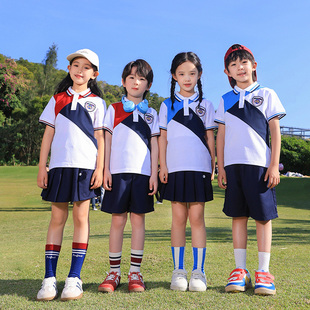 男女儿童校服夏季英伦学院风短袖裙子运动会中小学生班服幼儿园服