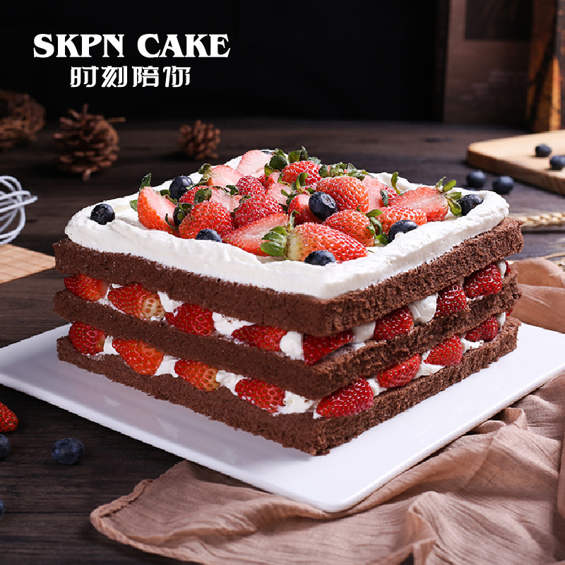 【深圳同城配送】草莓裸蛋糕水果夹心戚风生日节送女生孩朋友闺蜜