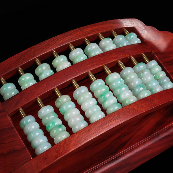 收藏级翡翠a货冰润如意算盘摆件342.6克