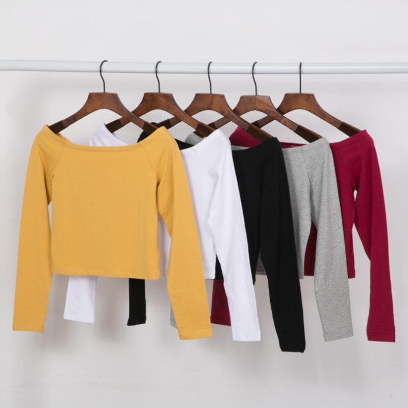 Word collar Long sleeve T-shirt strapless have cash less than that is registered in the accounts Autumn and winter Paige Self cultivation Base coat Tight fitting Navel one word jacketin the Women's clothing/Boutique , T-shirt category - from Buy2taobao.com to provide professional Taobao agent buy service