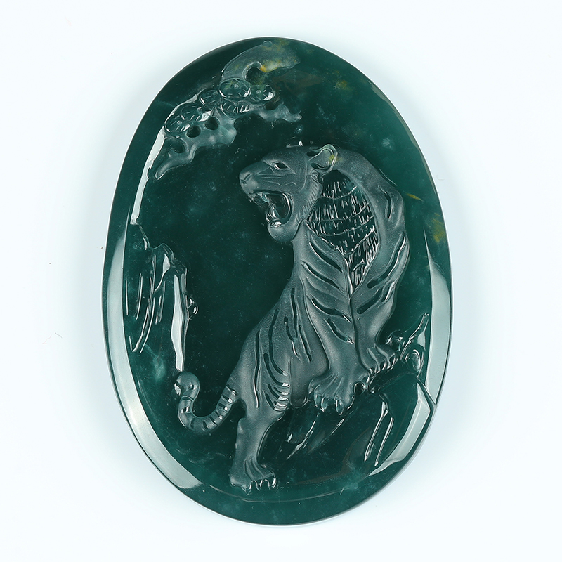 【四会直供】省级玉雕大师贾富国作品a货翡翠上山虎吊坠45.37g