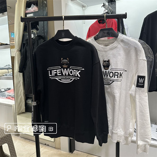 FM全球购 韩国专柜正品代购LifeWork春款法斗英文图案圆领卫衣