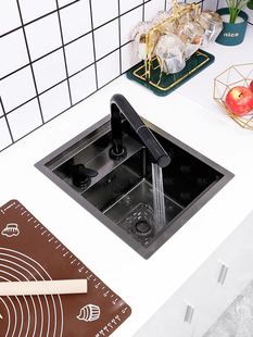 隐藏式水槽小单槽厨房隐形中岛台吧折叠带盖板洗菜盆小户型洗手池