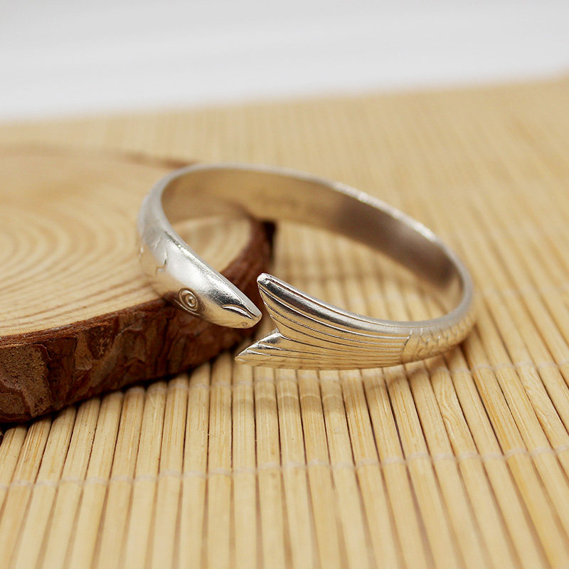 傣族药银雪花银s990小鱼儿童开口银手镯26g年年有余傣银手工版纳