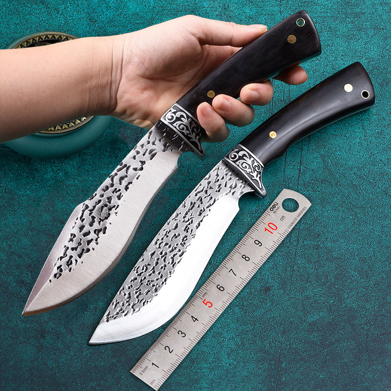 百兽锻打高碳钢野外求生长款直刀户外随身锋利刀具防身冷兵器军刀